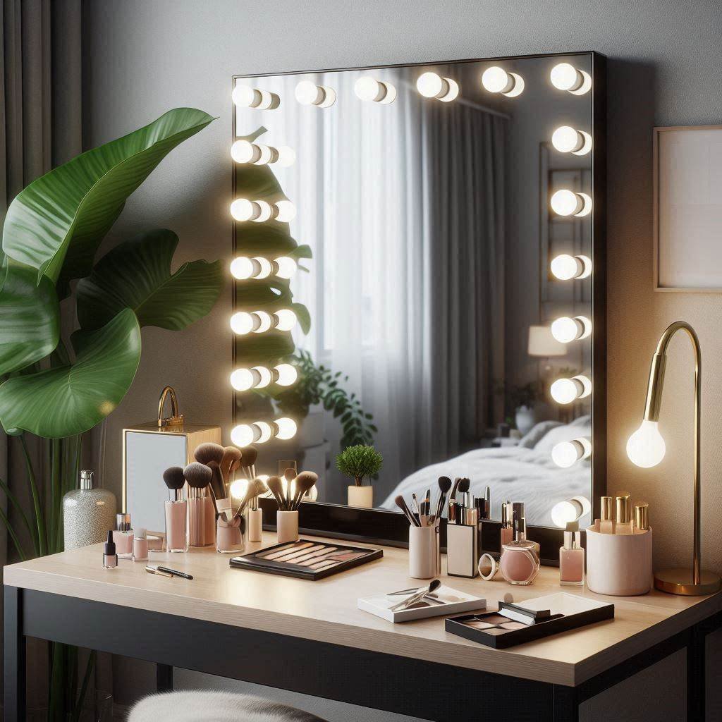 kwee hard wired makeup mirror